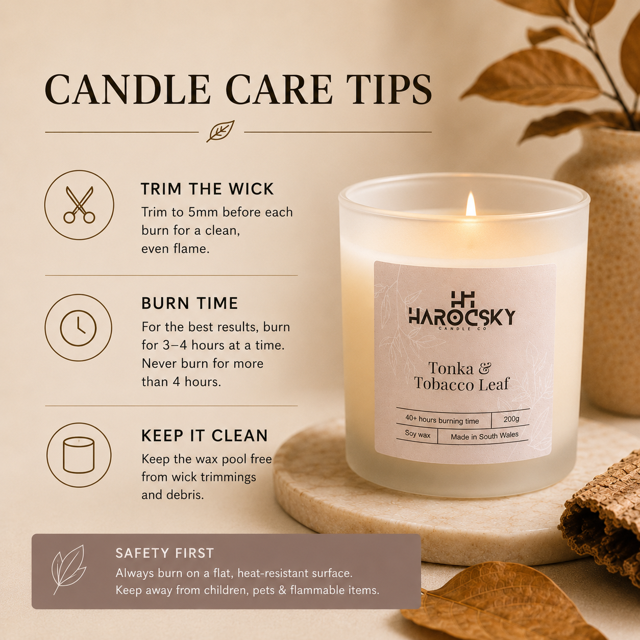 Tonka & Tobacco Leaf Soy Wax Candle