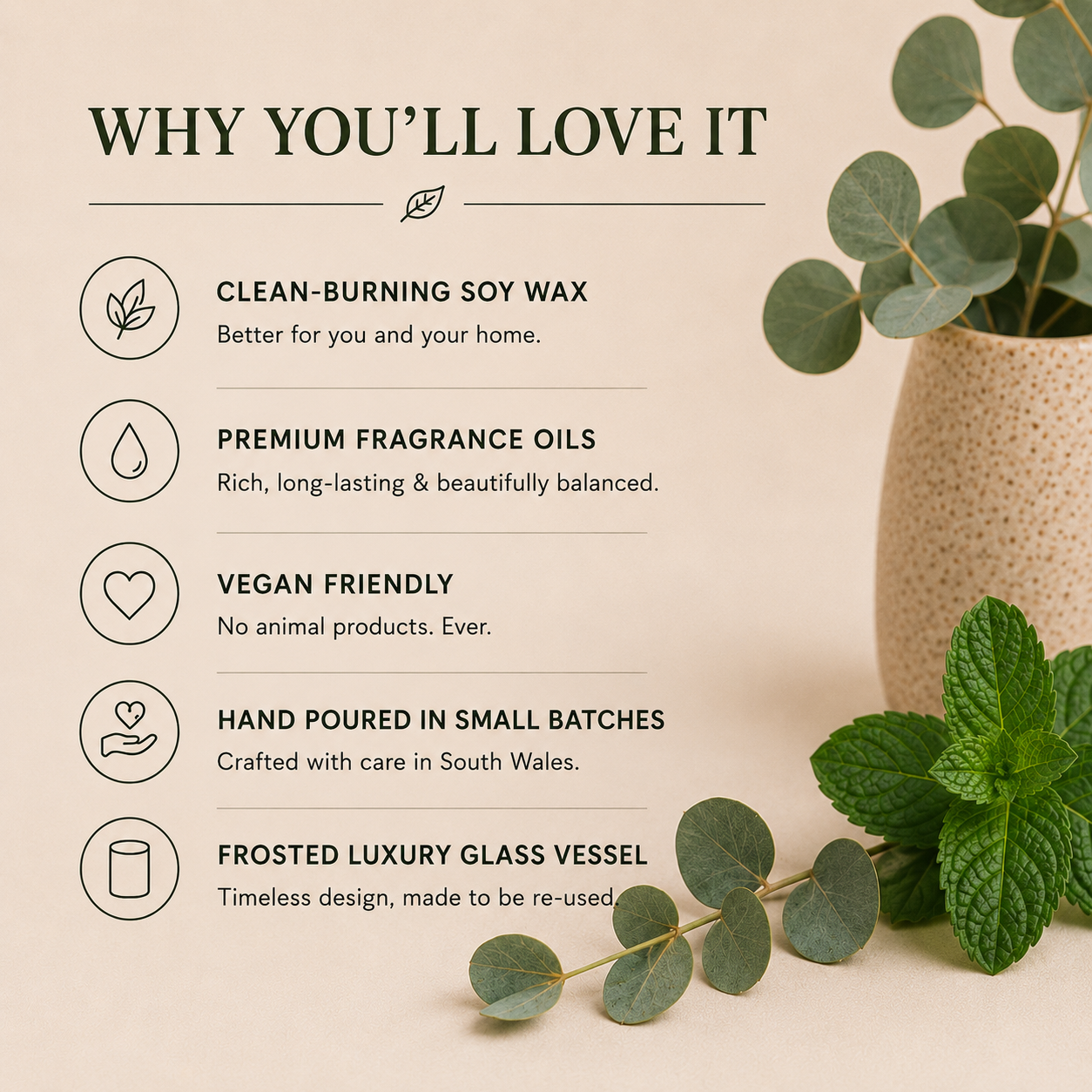 Mint Leaf & Eucalyptus Soy Wax Candle