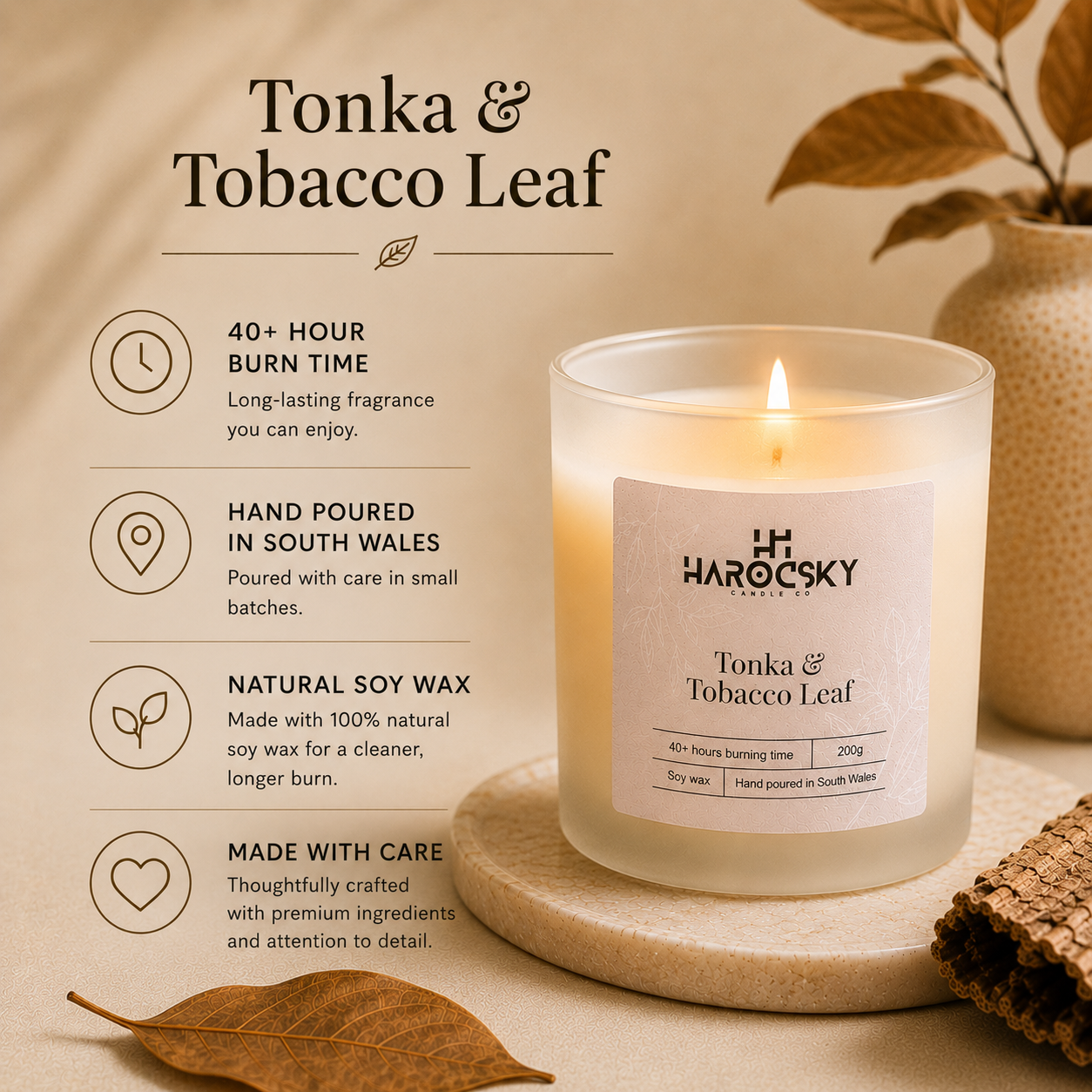 Tonka & Tobacco Leaf Soy Wax Candle