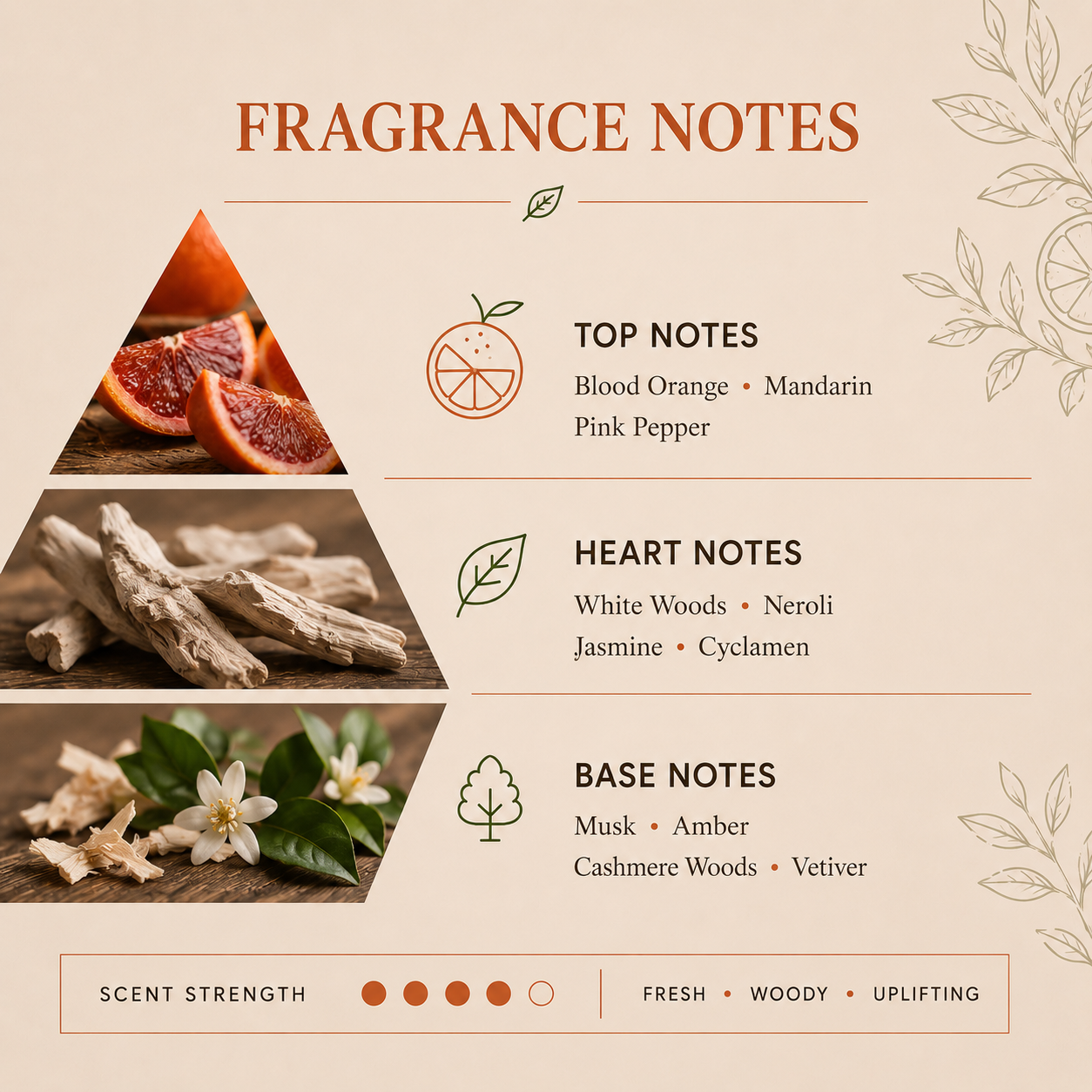 Blood Orange & White Woods Soy Wax Candle