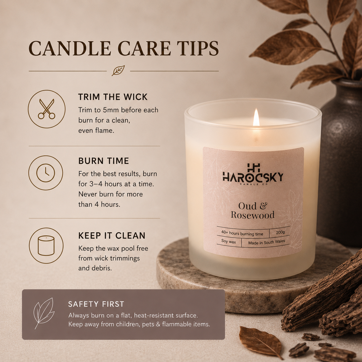 Oud & Rosewood Soy Wax Candle